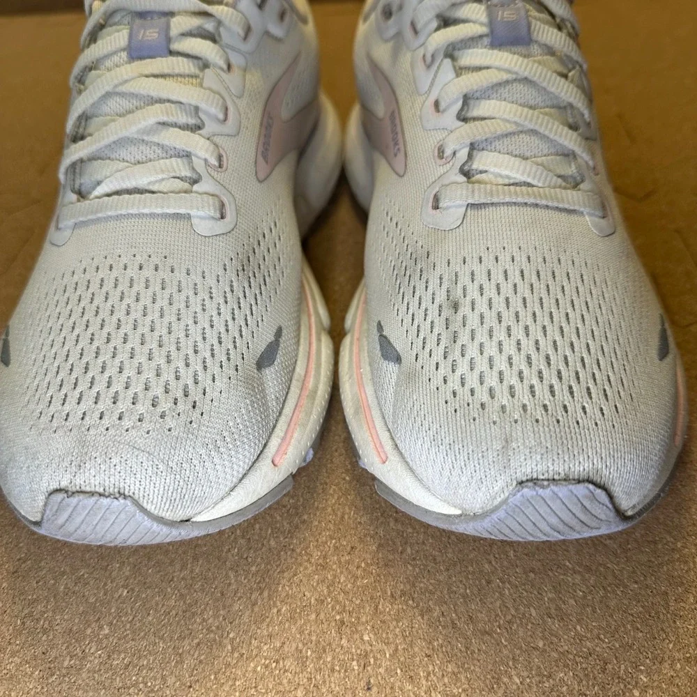 Brooks Ghost 15 Womens Running Shoes Grey Lavender Pink 1203801B199 Size 9.5
